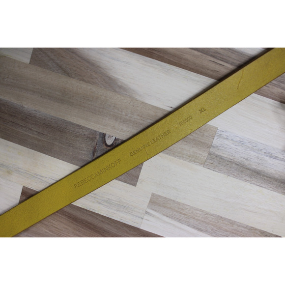 Rebecca Minkoff Belt Skinny Yellow Genuine Leather Silver Buckle Women's Size XL - Picture 7 of 8